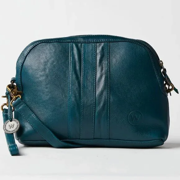 Gorgeous Blue Leather Crossbody Purse (Wanderers) - Picture 1 of 8